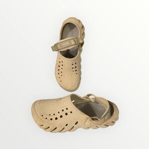 Women’s 12 Men’s 10 Crocs Echo Clog Bone Beige Khaki Strap Slip On Casual Comfy